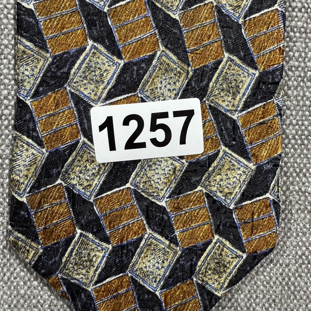 Ermenegildo Zegna Tie Mens One Size Brown Geometric Silk Made In Italy‎ Jacquard